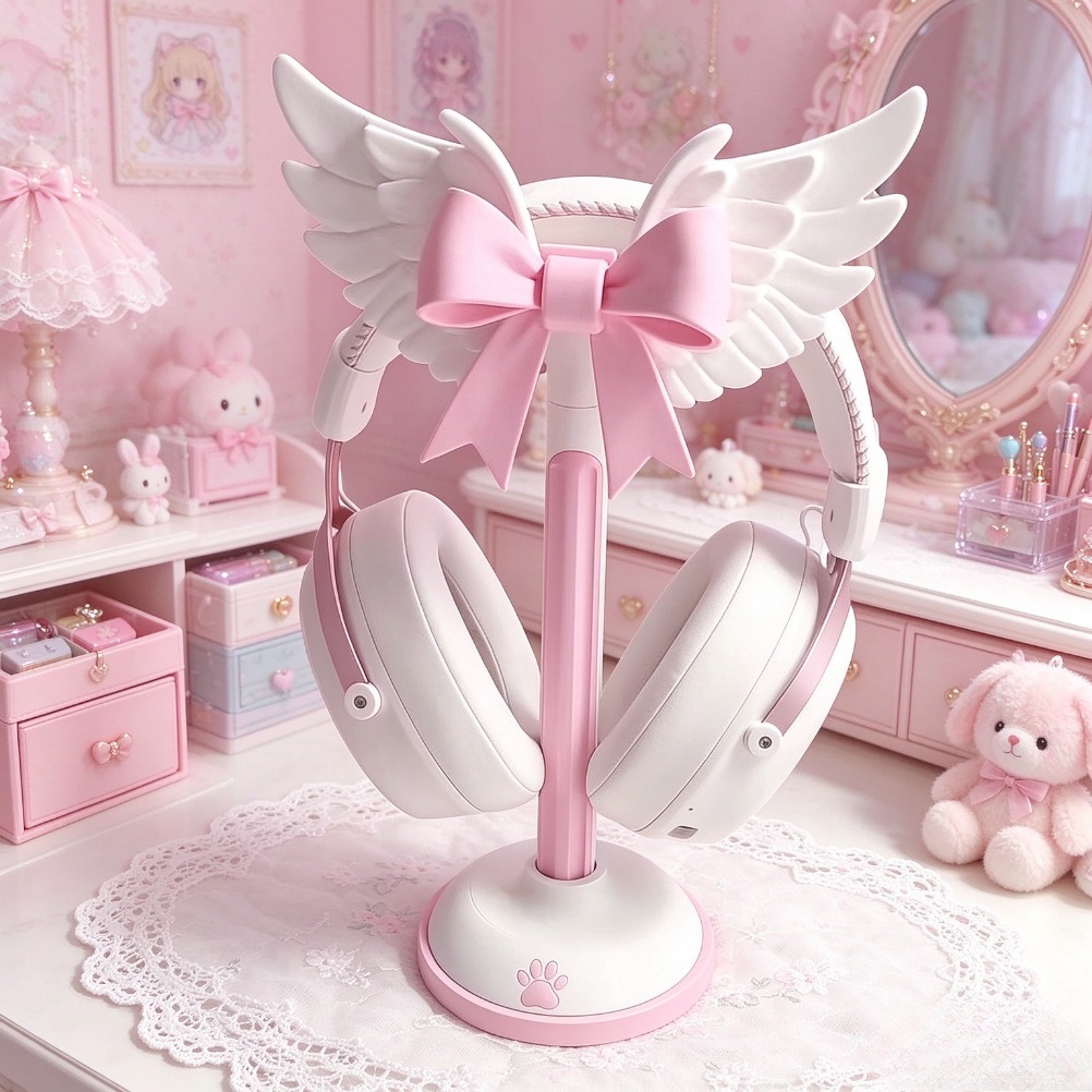 Accessories For Your Gaming Room - Melek Kanadı Şeklinde Kulaklık Standı, Sevimli